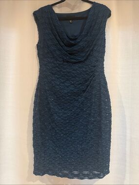 connected apparel Navy Blue Sleeveless Cowl Neck Midi Dress